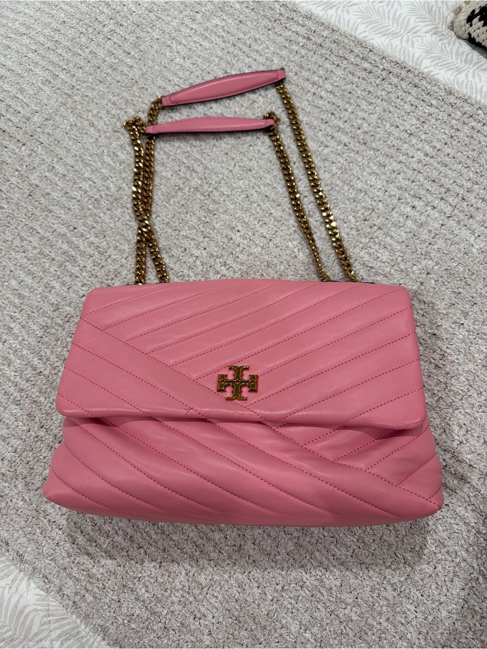 Tory Burch Rose Quilted Leather Chain Shoulder Bag